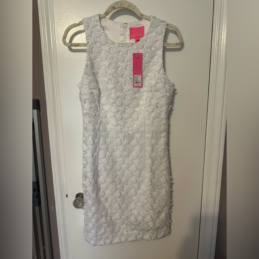 Lilly Pulitzer White Sleeveless Sheath Dress Crew Neck